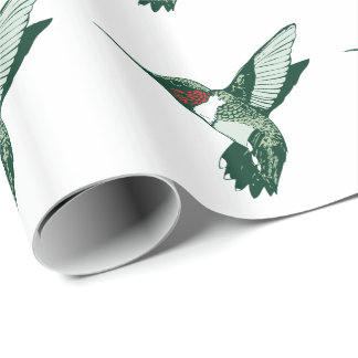 Grüner, weißer, roter Flattern-Kolibri Geschenkpapier
