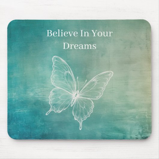 Grüner Weißer Schmetterling Mousepad (Vorne)