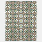 Grüner, weißer und brauner Mandala Fleecedecke (Vorderseite)