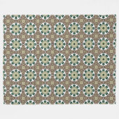 Grüner, weißer und brauner Mandala Fleecedecke (Vorderseite (Horizontal))