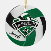 Grüner, weißer und schwarzer Volleyball Keramik Ornament (Vorne)