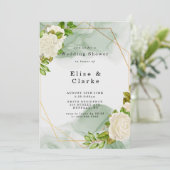 Grüner Weißrosen-Polterabend laden ein (Stehend Vorderseite)