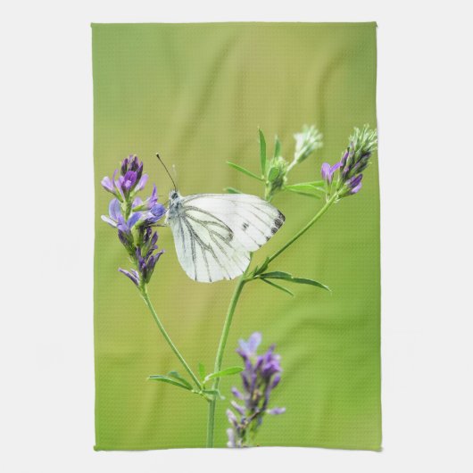 Grüner Weißschmetterling Geschirrtuch (Vertikal)