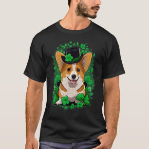 Grüner Welsh Corgi Kleeblatt am St. Patrick's Day T-Shirt