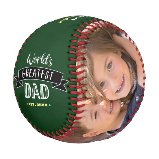 Grüner Weltbester Vater Moderne, kühne Typografie Baseball (Schrägansicht)