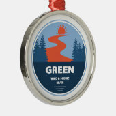 Grüner Wild und Landschaftlicher Fluss Ornament Aus Metall (Rechts)