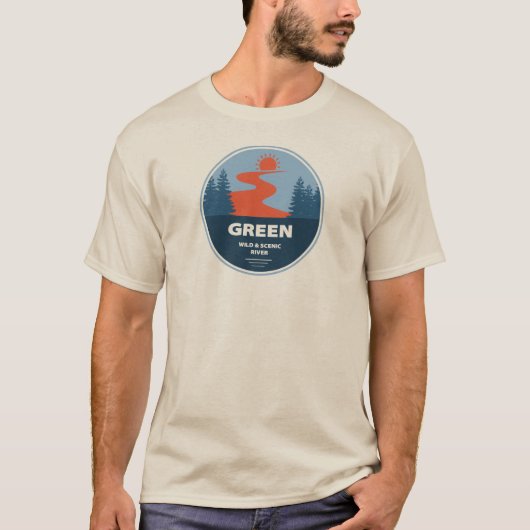Grüner Wild und Landschaftlicher Fluss T-Shirt (Vorderseite)