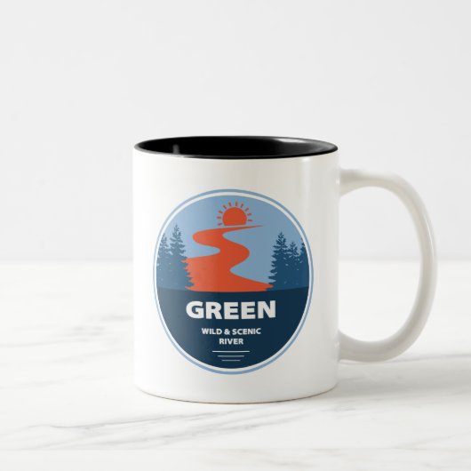 Grüner Wild und Landschaftlicher Fluss Zweifarbige Tasse (Rechts)