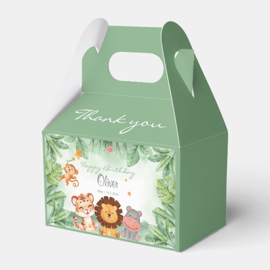 Grüner Wilder Jungle Tiere Tropischer Junge Geburt Geschenkschachtel (Vorderseite)