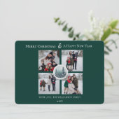 Grüner Winterwald Blumenfoto Collage Feiertagskarte (Stehend Vorderseite)