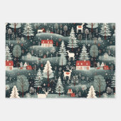 Grüner Winterwald Dorf Geschenkpapier Set (Vorderseite 2)