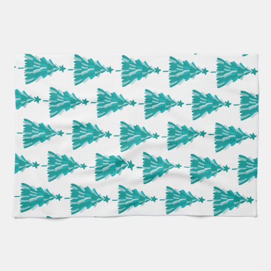 Grüner Winterwald Weihnachtsbaum Geschirrtuch (Horizontal)