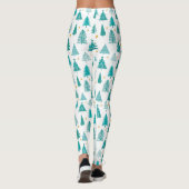 Grüner Winterwald-Weihnachtsbaum-Muster Leggings (Rückseite)