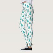 Grüner Winterwald-Weihnachtsbaum-Muster Leggings (Links)