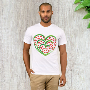 Grüner Wirbel Herz gefüllt mit roten Herzen T-Shirt