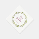 Grüner Wreath mit Burgunder-Blumen Wedding | Serviette (Ecke)