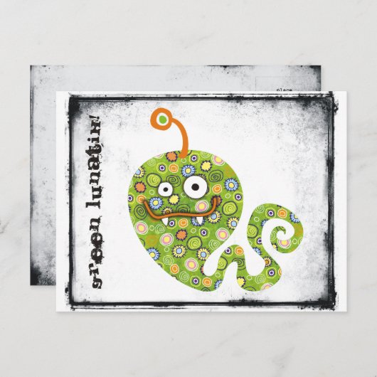 Grüner Wurmlunatiker! Postkarte (Vorne/Hinten)