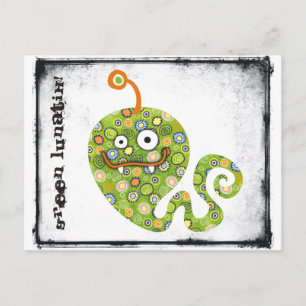 Grüner Wurmlunatiker! Postkarte