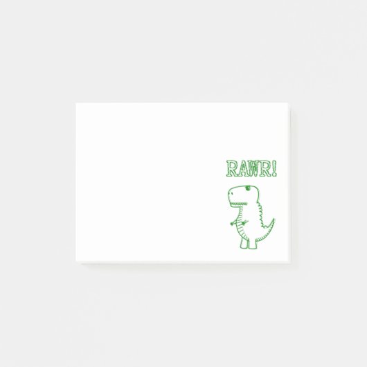 Grüner wütender T Rex Dino Post-it Klebezettel (Vorderseite)