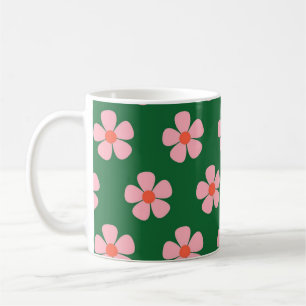 Grüner Y2K Wildblumen-Bold-Retro-Frühlingsküche  Kaffeetasse