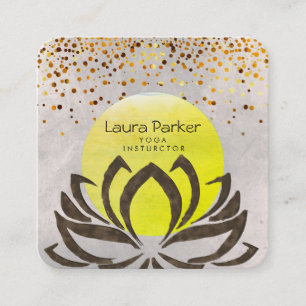 Grüner Yoga-Lehrer-Lotos-BlumeWatercolor Quadratische Visitenkarte