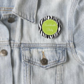 Grüner Zebra-Druck-Junggeselinnen-Abschieds-Knopf Button (Beispiel)