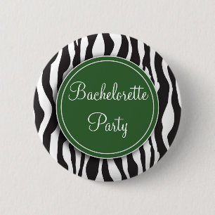 Grüner Zebra-Druck-Junggeselinnen-Abschieds-Knopf Button