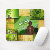 Grüner Zen u. Buddha-Ruhe-Collage Mousepad (Mit Mouse)