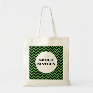 Grüner Zickzack Glitzer Sweet 16 Tote Bag Tragetasche