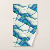 Grüner Zickzack oder Sägen auf intensivem Zyan bis Badhandtuch Set (Handtuch)