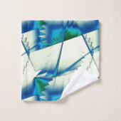 Grüner Zickzack oder Sägen auf intensivem Zyan bis Badhandtuch Set (Waschlappen)