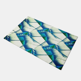 Grüner Zickzack oder Sägen auf intensivem Zyan bis Fußmatte