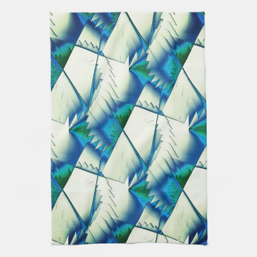 Grüner Zickzack oder Sägen auf intensivem Zyan bis Geschirrtuch (Vertikal)