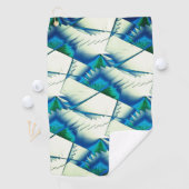 Grüner Zickzack oder Sägen auf intensivem Zyan bis Golfhandtuch (Insitu)