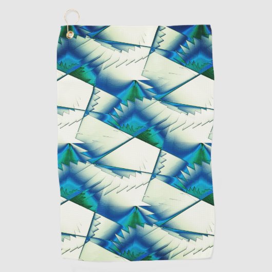 Grüner Zickzack oder Sägen auf intensivem Zyan bis Golfhandtuch (Vorderseite)