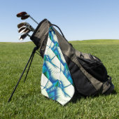 Grüner Zickzack oder Sägen auf intensivem Zyan bis Golfhandtuch (Gras)