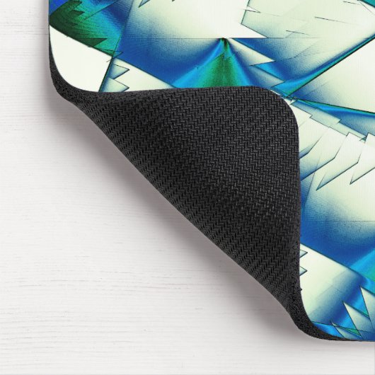 Grüner Zickzack oder Sägen auf intensivem Zyan bis Mousepad (Ecke)