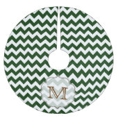 Grüner Zickzack Streifen Monogram, anfänglicher Tr Polyester Weihnachtsbaumdecke (Vorderseite)