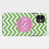 Grüner Zickzack Streifenmonogrammapfel iphone 5 Case-Mate iPhone Hülle (Rückseite (Horizontal))