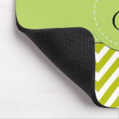 Grüner Zigzag, Zickzack, blaue Streifen, Monogramm Mousepad (Ecke)