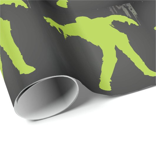 Grüner Zombie Geschenkpapier (Rolleneckpunkt)
