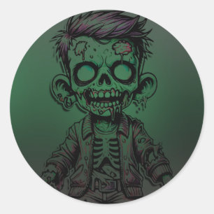 Grüner Zombie-Kid & Schleim-Halloween-Geburtstagsf Runder Aufkleber