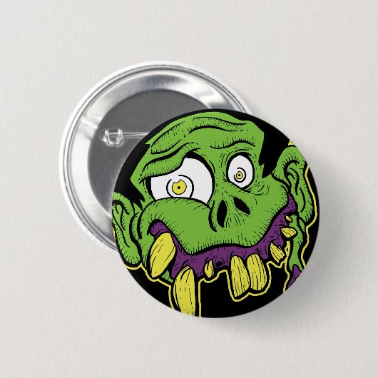 Grüner Zombie-Kopf Button (Vorne & Hinten)