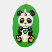 Grüner Zombie-Zuckerpanda Keramikornament (Links)