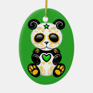 Grüner Zombie-Zuckerpanda Keramikornament