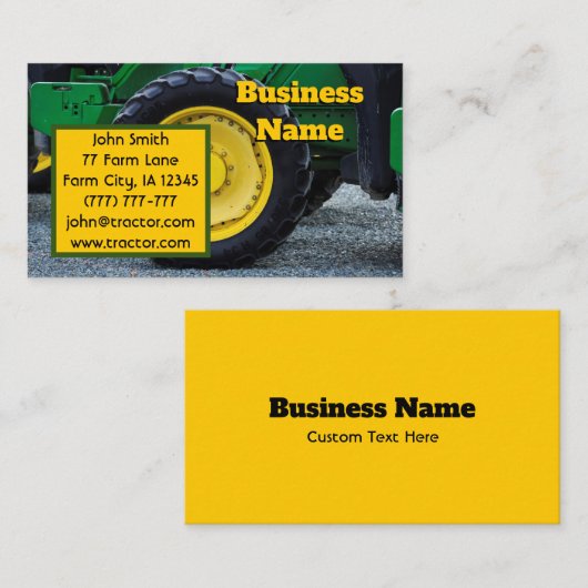 Grüner Zuchtschlepper Visitenkarte (Vorne/Hinten)