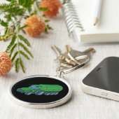 Grüner Zuchttraktor Schlüsselanhänger (Seite)