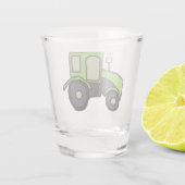 Grüner Zuchttraktor Schnapsglas (Rückseite)