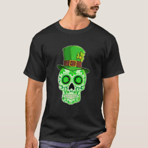 Grüner Zucker Schädel St Patricks Tag der toten Mä T-Shirt
