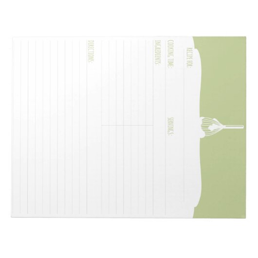 Grüner Zuckerguss Backen Rezept Notepad Notizblock (Vorderseite)